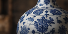 Illustrative blue and white antique-style vase